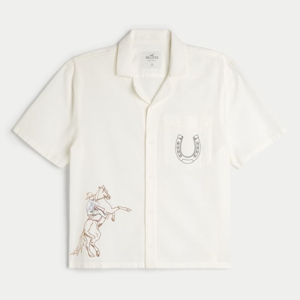 Hollister Short Sleeve Western Casual Button-Down Shirt